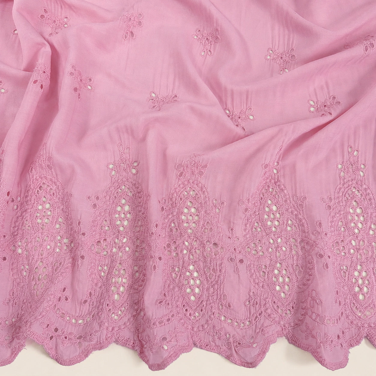 Cotton Border Eyelet Embroidery Pink Parfait - GT 2250