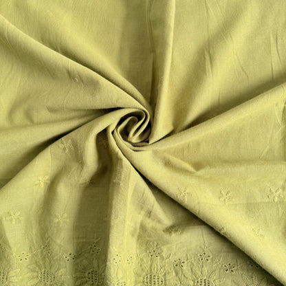 Cotton Schiffli Embroidery Daisy Lime - GT 2248
