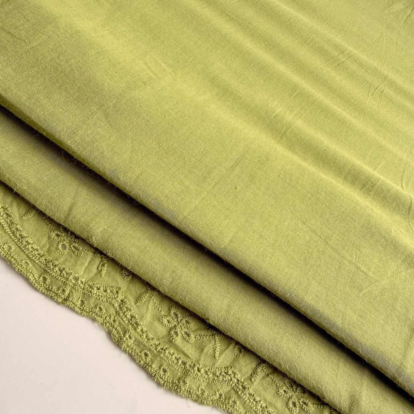 Cotton Schiffli Embroidery Daisy Lime - GT 2248