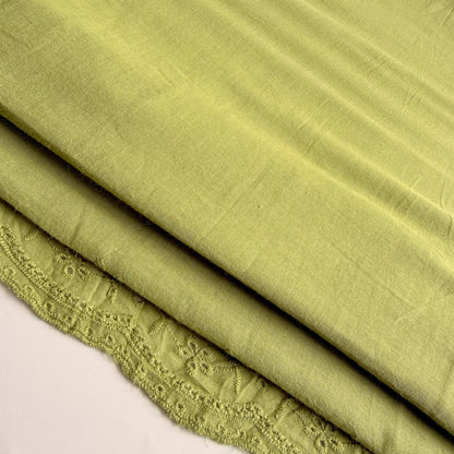 Cotton Schiffli Embroidery Daisy Lime - GT 2248