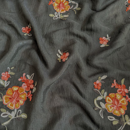 Embroidered Slub Olive Sonata - GT 2273