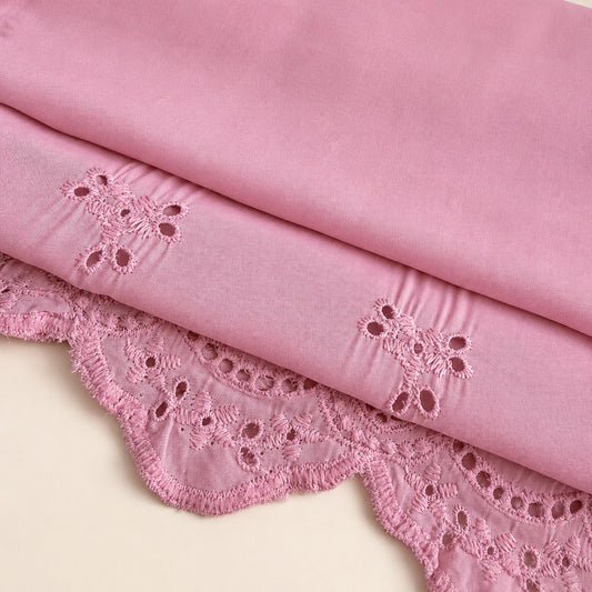 Cotton Border Eyelet Embroidery Pink Parfait - GT 2250