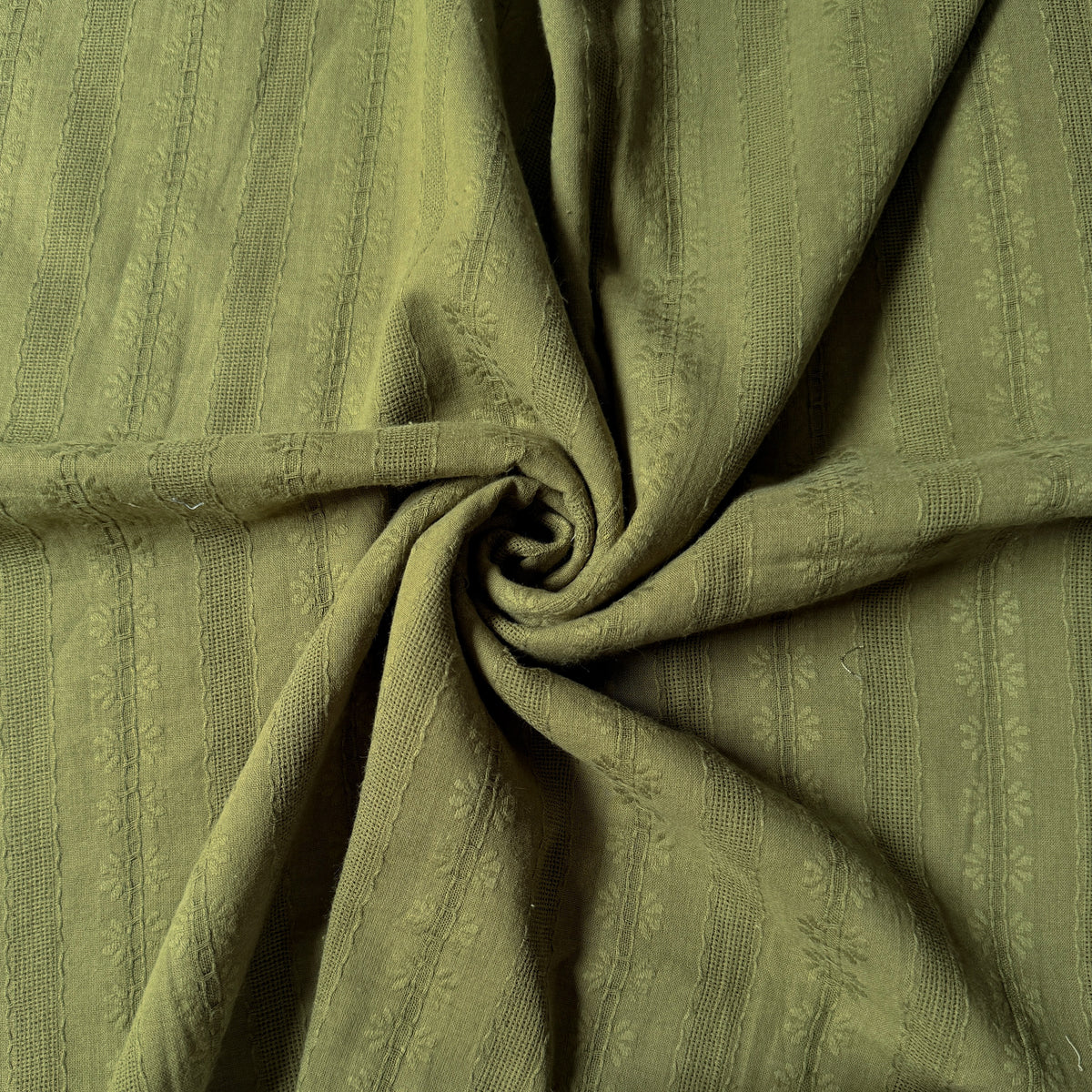 Cotton Dobby Embroidered Olive Trails - GT 2171