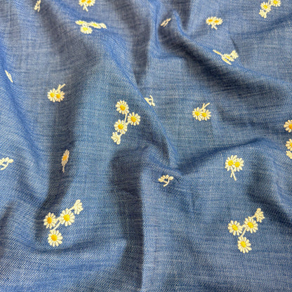 Embroidered Cotton Chambray Daisy Diaries - GT 2275