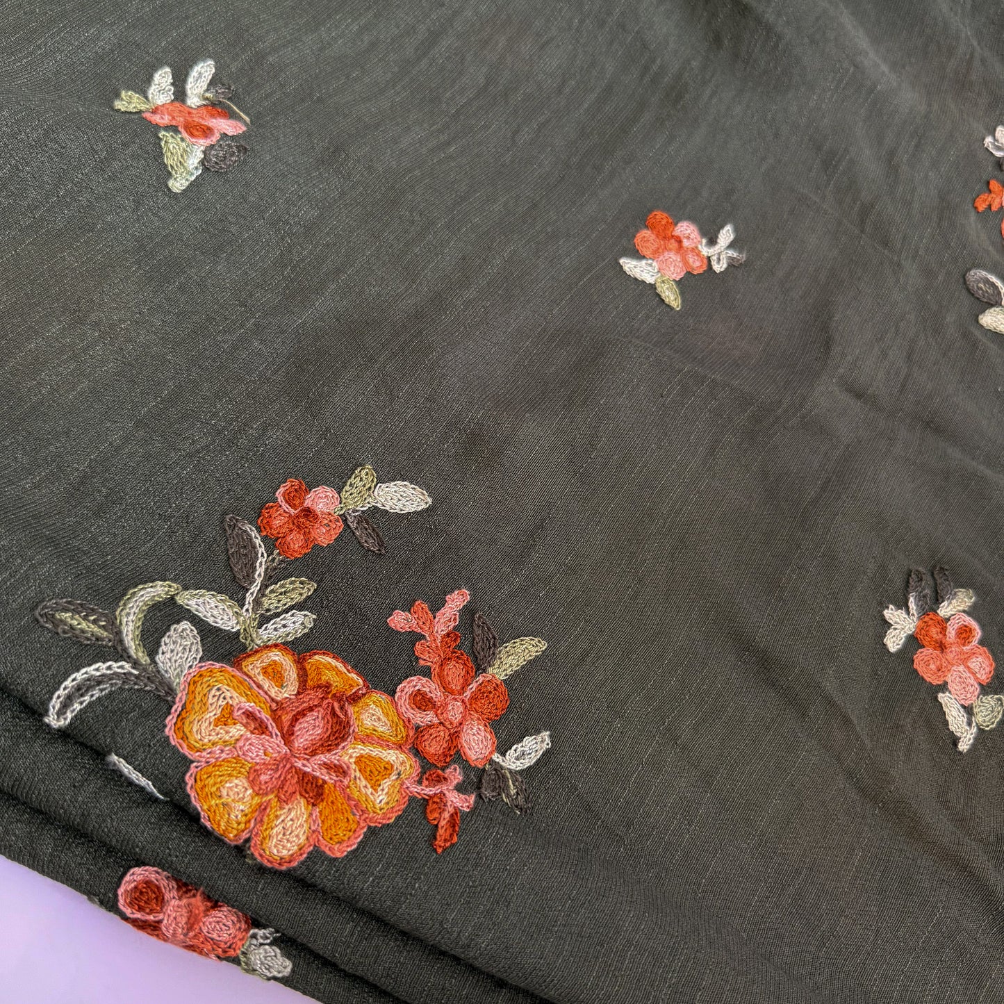 Embroidered Slub Olive Sonata - GT 2273