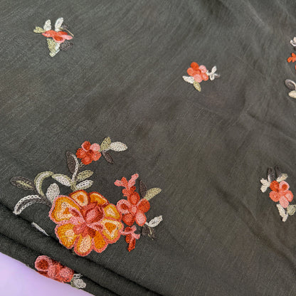 Embroidered Slub Olive Sonata - GT 2273
