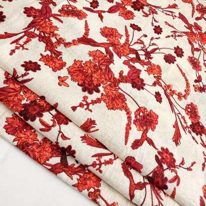 Linen Cotton Blend Rouge Botanique - GT 2282