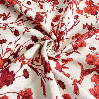 Linen Cotton Blend Rouge Botanique - GT 2282